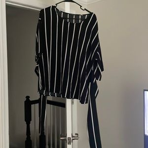 Black and white striped blouse